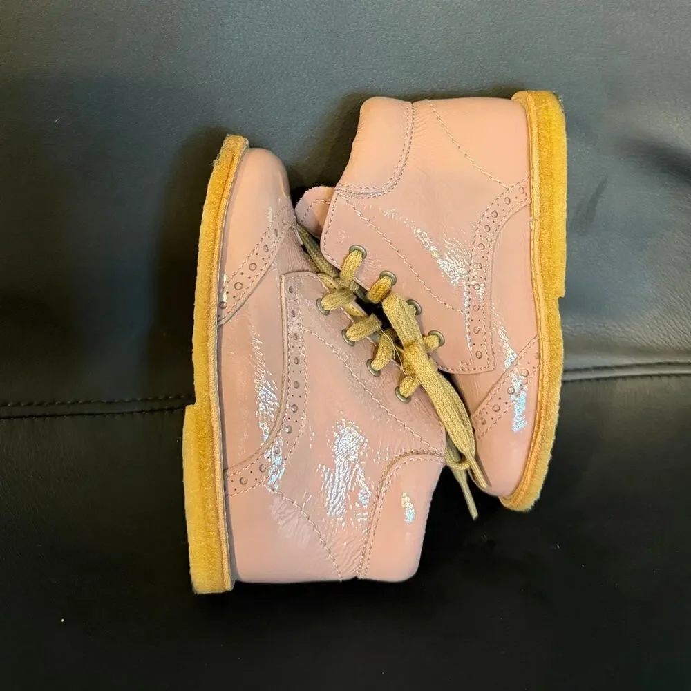 Angulus Patent Wingtip Baby / toddler Bootie in Rose, EU size 24 US size 7.5